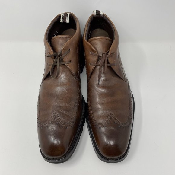 salvatore ferragamo leather lace-up wingtip boots - Picture 2 of 9